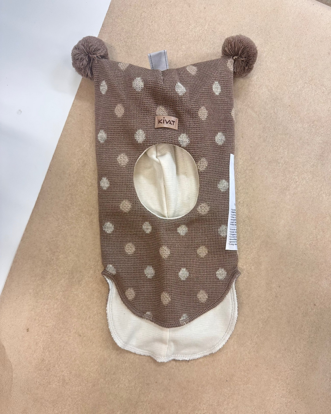 KIVAT ULL | Balaclava Prikkemønster – Sjokoladebrun/Lys Beige