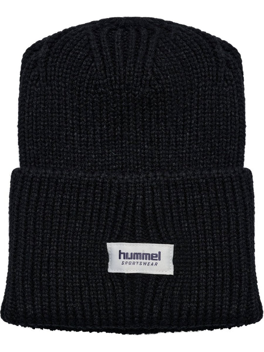 hummel hmlJR HEAVY RIB KNIT BEANIE - BLACK | Torgunns Barneklær AS