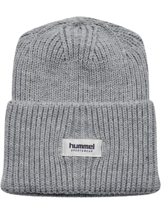 hummel hmlJR HEAVY RIB KNIT BEANIE - GREY MELANGE | Torgunns Barneklær AS