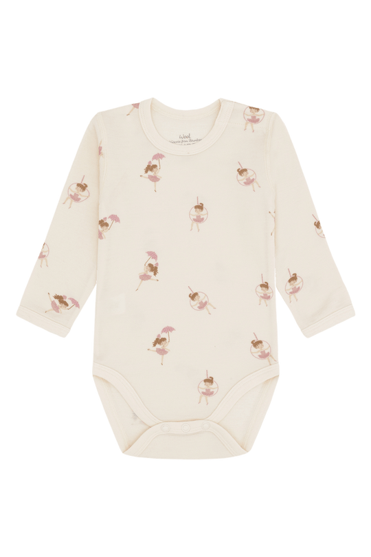 Hust & Claire | Ull/Bambus Body | Baloo Line dancer - Offwhite | Torgunns Barneklær AS