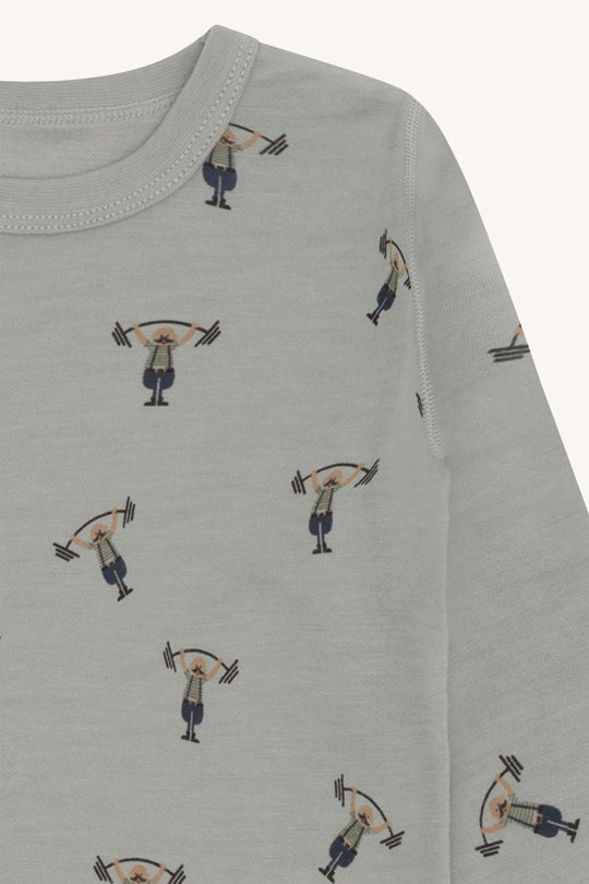 Hust & Claire | Ull/Bambus Genser | Abba Strong Man - Forest Fog | Torgunns Barneklær AS