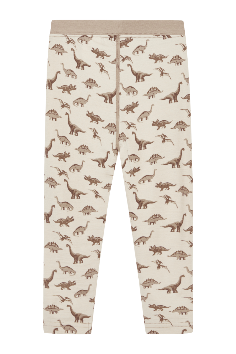Hust & Claire Ull/Bambus | Laki Leggings m/Dinosaurer - Mocha | Torgunns Barneklær AS