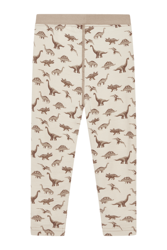 Hust & Claire Ull/Bambus | Laki Leggings m/Dinosaurer - Mocha | Torgunns Barneklær AS