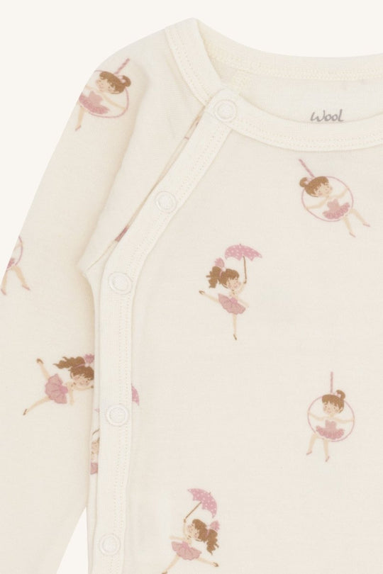 Hust & Claire | Ull/Bambus Omslagsbody | Baloo Line Dancer - Offwhite | Torgunns Barneklær AS