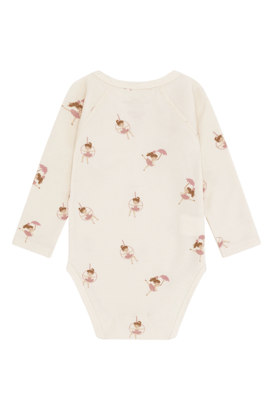 Hust & Claire | Ull/Bambus Omslagsbody | Baloo Line Dancer - Offwhite | Torgunns Barneklær AS