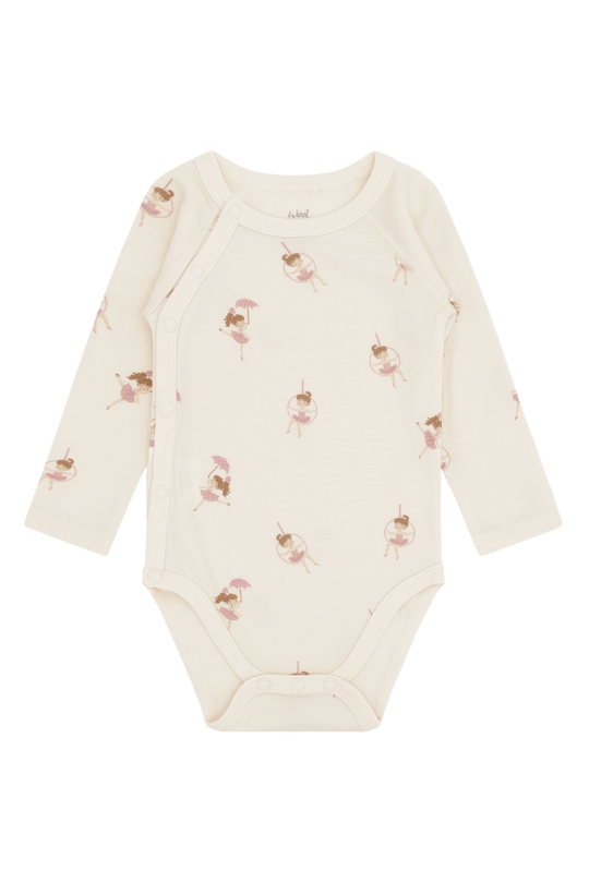 Hust & Claire | Ull/Bambus Omslagsbody | Baloo Line Dancer - Offwhite | Torgunns Barneklær AS