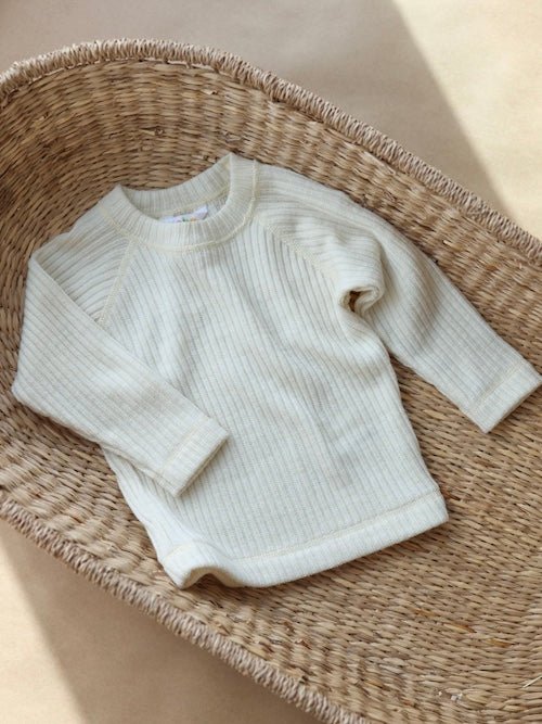 Joha Ull | Ribbestrikket Ullgenser - Natur | Torgunns Barneklær AS