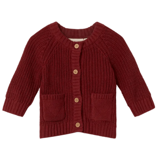 Lil' Atelier Baby EMLEN LIS LS KNIT CARDIGAN - Spiced Apple | Torgunns Barneklær AS