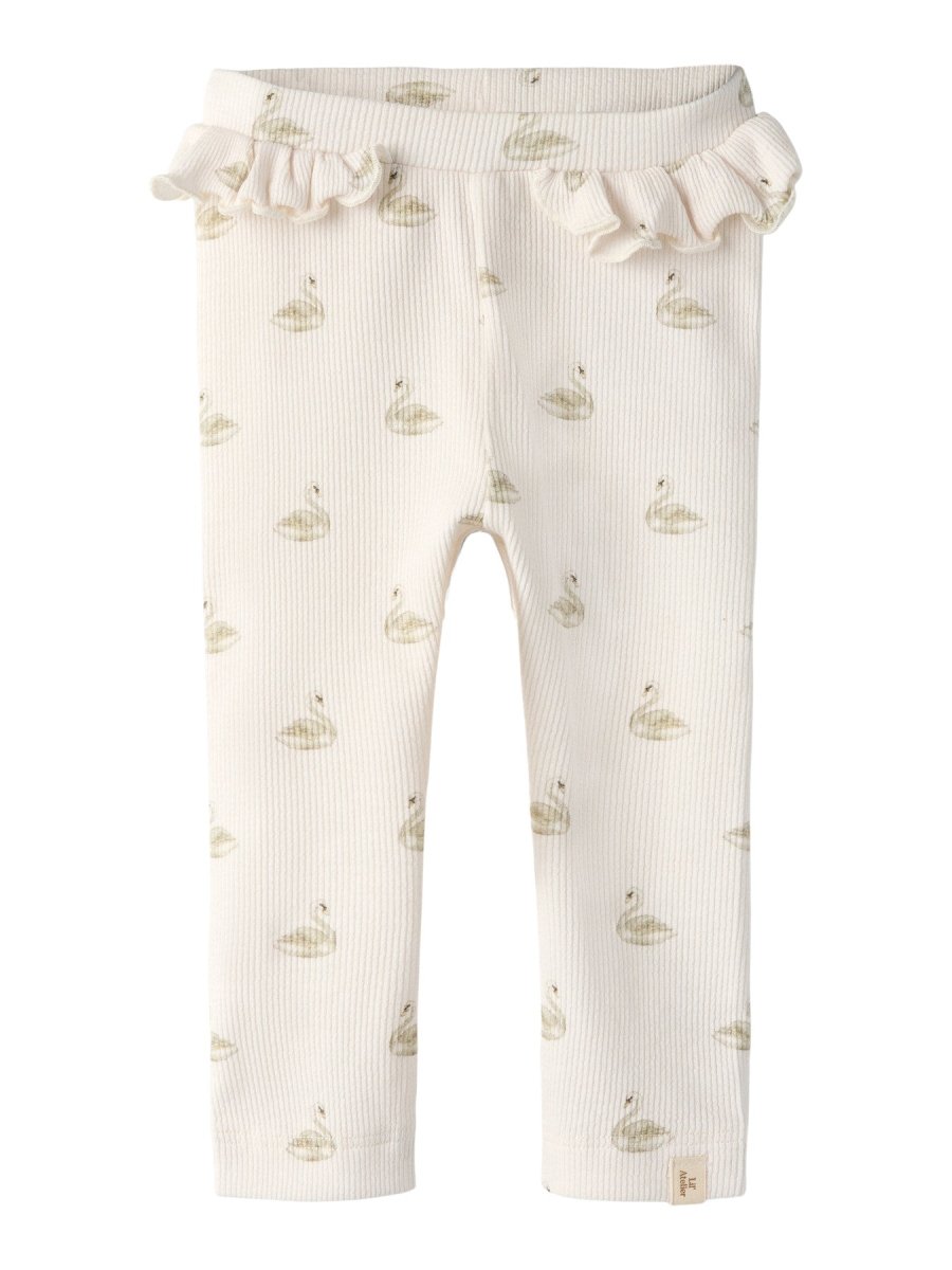 Lil' Atelier Baby GAVO EFI SLIM LEGGING NOOS - Pastel Parchment | SWAN | Torgunns Barneklær AS