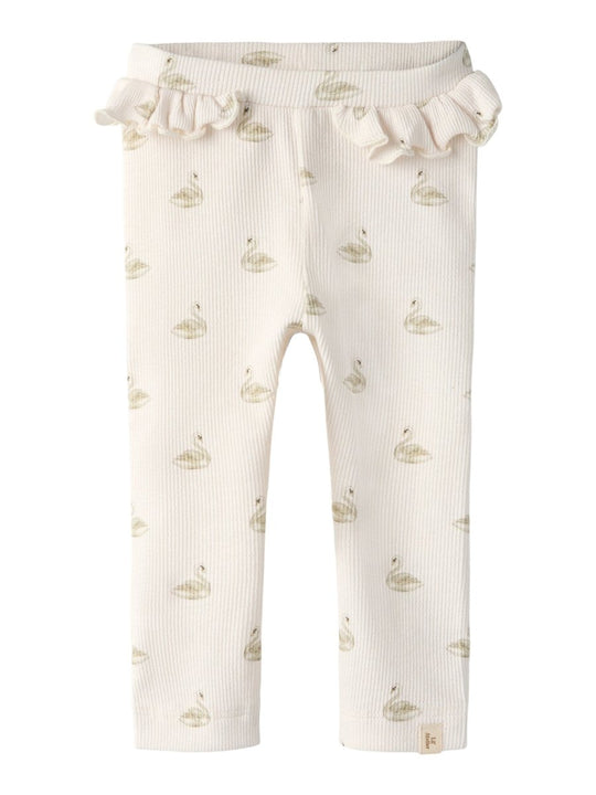 Lil' Atelier Baby GAVO EFI SLIM LEGGING NOOS - Pastel Parchment | SWAN | Torgunns Barneklær AS