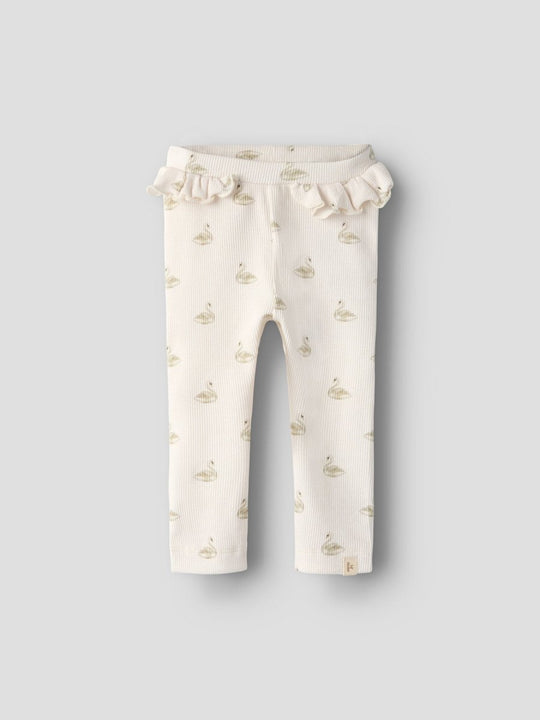 Lil' Atelier Baby GAVO EFI SLIM LEGGING NOOS - Pastel Parchment | SWAN | Torgunns Barneklær AS