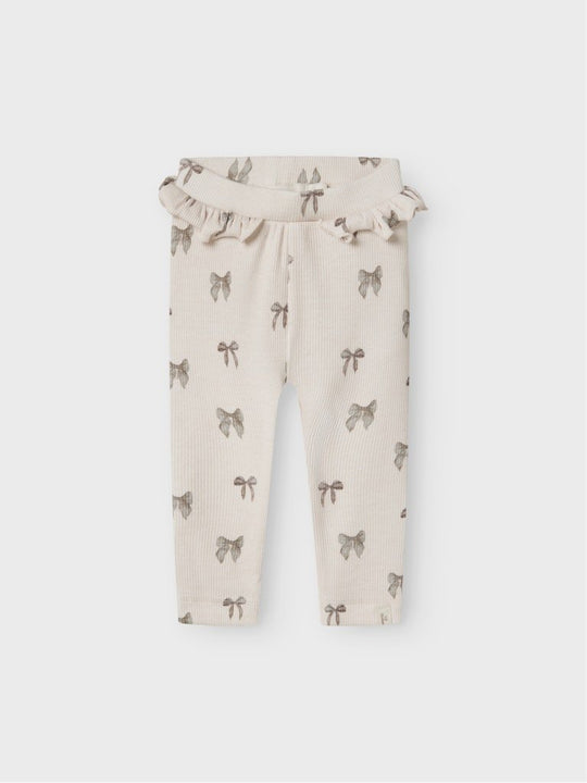 Lil' Atelier Baby GAVO EFI SLIM LEGGING NOOS - Silver Peony | BOW | Torgunns Barneklær AS