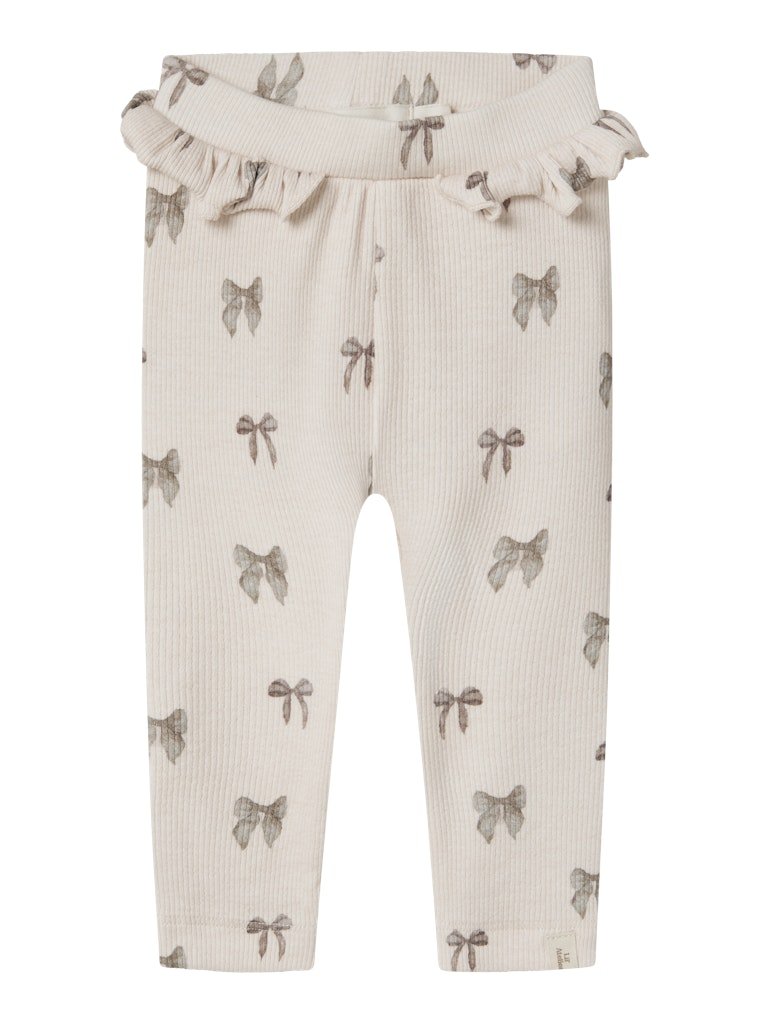 Lil' Atelier Baby GAVO EFI SLIM LEGGING NOOS - Silver Peony | BOW | Torgunns Barneklær AS