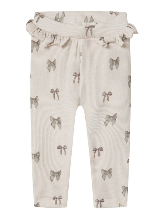 Lil' Atelier Baby GAVO EFI SLIM LEGGING NOOS - Silver Peony | BOW | Torgunns Barneklær AS