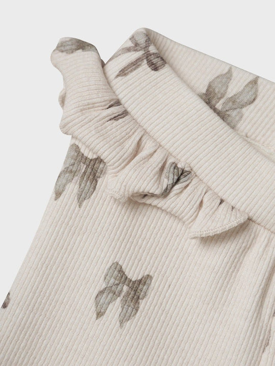 Lil' Atelier Baby GAVO EFI SLIM LEGGING NOOS - Silver Peony | BOW | Torgunns Barneklær AS