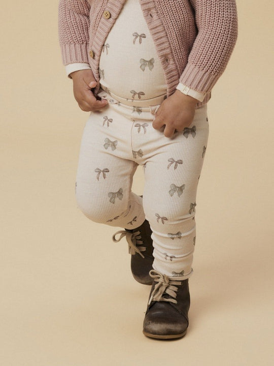 Lil' Atelier Baby GAVO EFI SLIM LEGGING NOOS - Silver Peony | BOW | Torgunns Barneklær AS