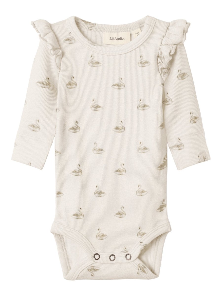 Lil' Atelier Baby GAVO EKO LS SLIM BODY NOOS - Pastel Parchment | SWAN | Torgunns Barneklær AS