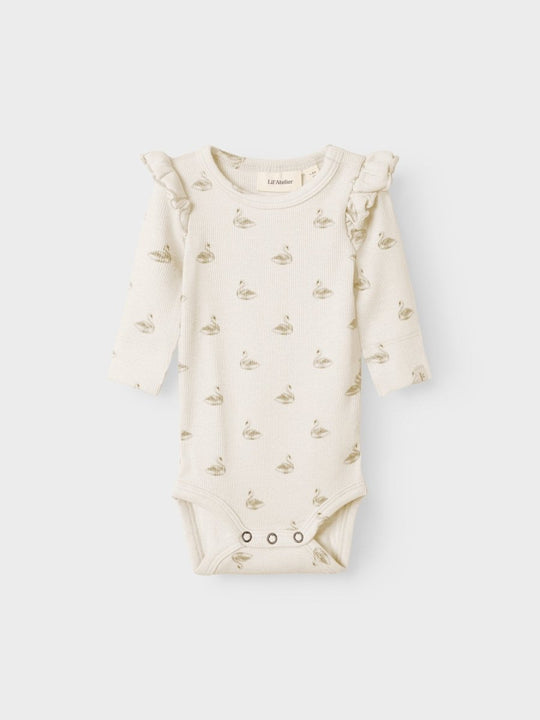 Lil' Atelier Baby GAVO EKO LS SLIM BODY NOOS - Pastel Parchment | SWAN | Torgunns Barneklær AS