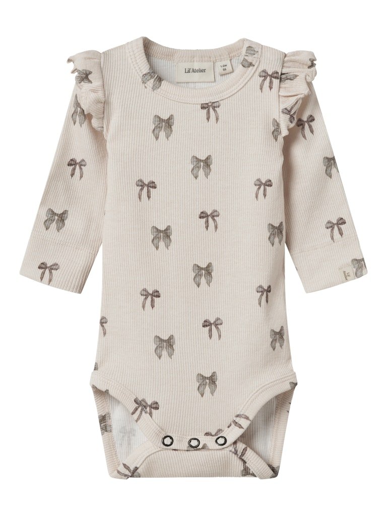 Lil' Atelier Baby GAVO EKO LS SLIM BODY NOOS - Silver Peony | BOW | Torgunns Barneklær AS