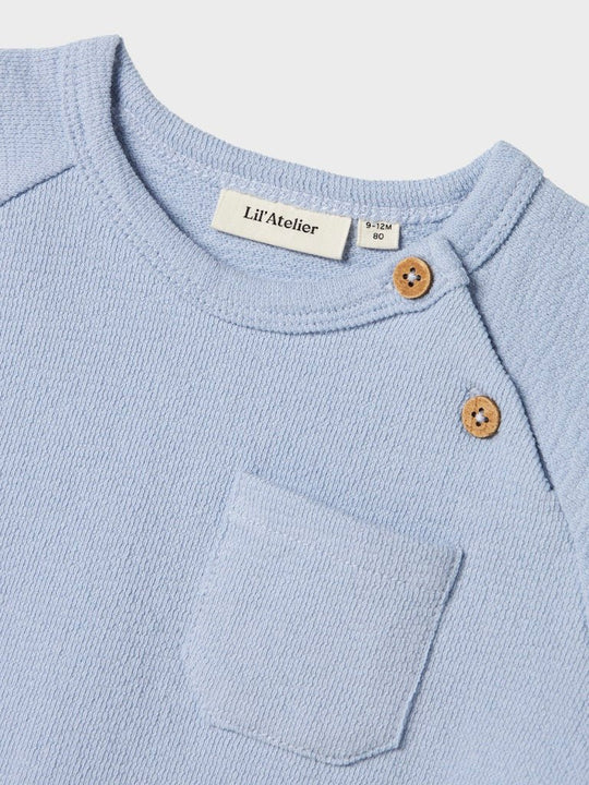Lil' Atelier Baby JOLLO SS SWEAT - Zen Blue | Torgunns Barneklær AS