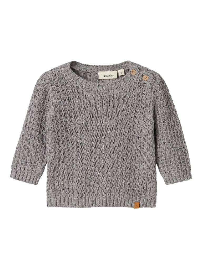 Lil' Atelier Baby KANTO LS KNIT - Ultimate Grey | Torgunns Barneklær AS