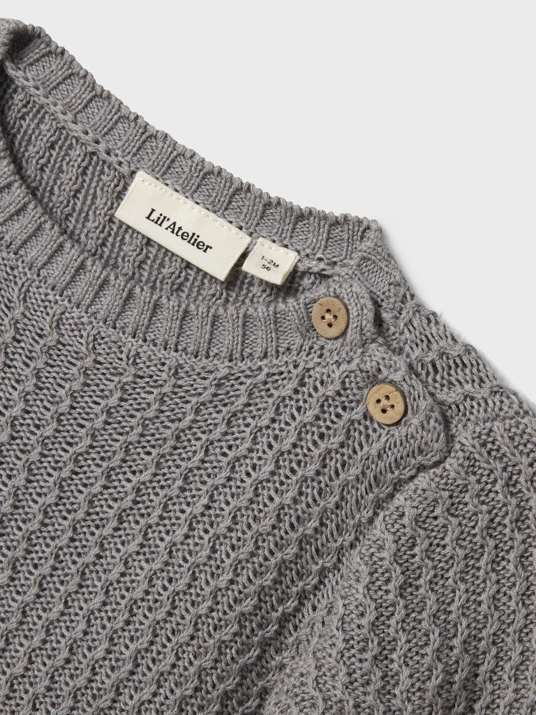 Lil' Atelier Baby KANTO LS KNIT - Ultimate Grey | Torgunns Barneklær AS