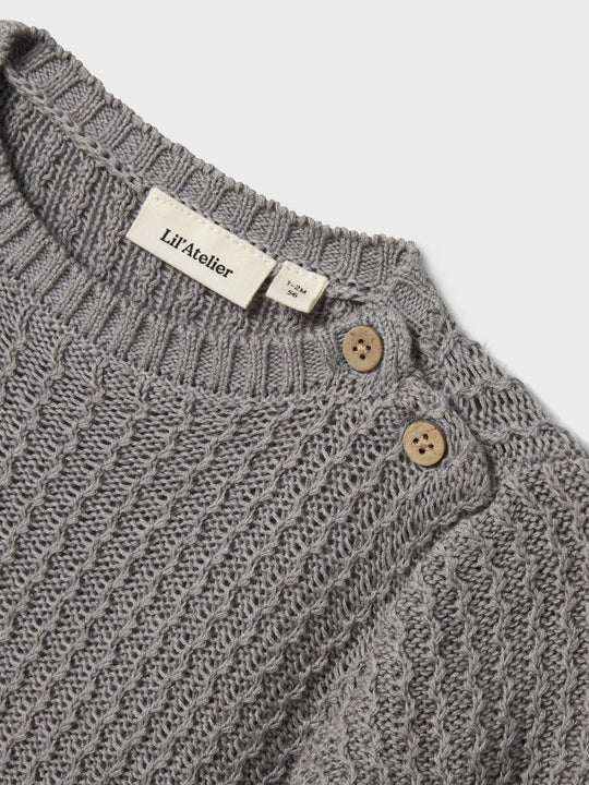 Lil' Atelier Baby KANTO LS KNIT - Ultimate Grey | Torgunns Barneklær AS