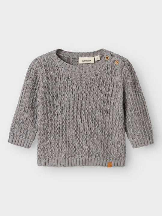 Lil' Atelier Baby KANTO LS KNIT - Ultimate Grey | Torgunns Barneklær AS