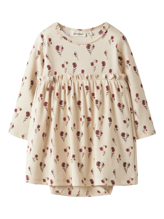 Lil' Atelier Baby LAVO EKO LS BODY DRESS - Turtledove | Torgunns Barneklær AS