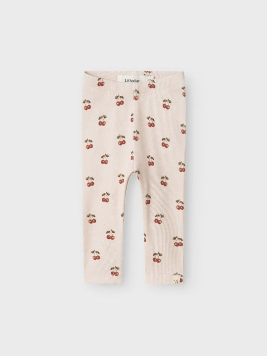 Lil' Atelier Baby LAVO ELF SLIM LEGGING NOOS - Silver Peony | CHERRY | Torgunns Barneklær AS