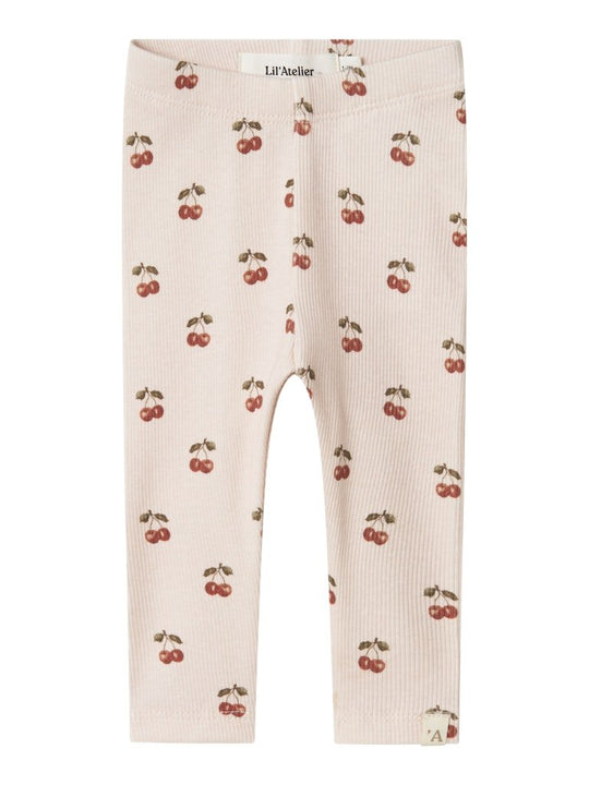 Lil' Atelier Baby LAVO ELF SLIM LEGGING NOOS - Silver Peony | CHERRY | Torgunns Barneklær AS
