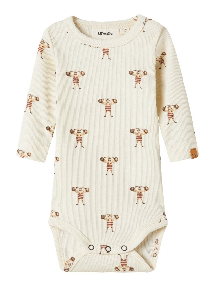 Lil' Atelier Baby LAVO ENK LS SLIM BODY - Turtledove | STRONG MAN | Torgunns Barneklær AS