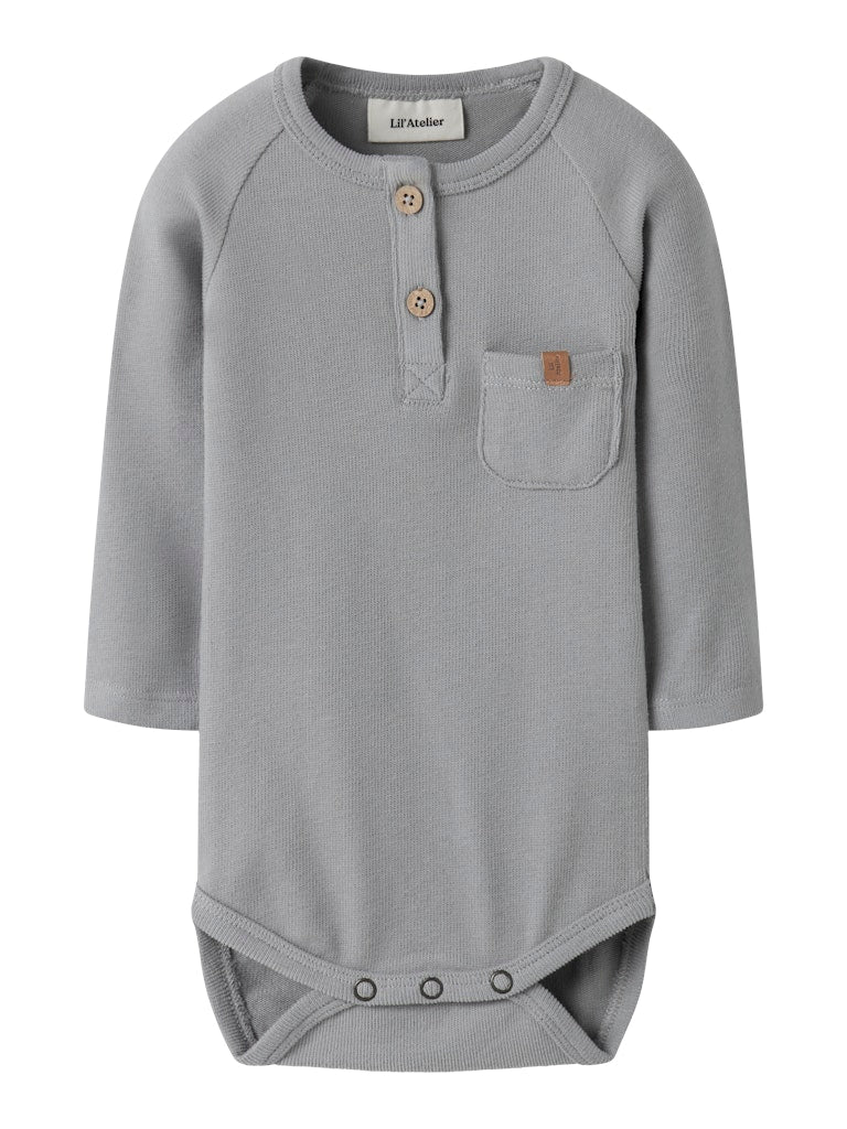 Lil' Atelier Baby LUNO LS SLIM BODY - Ultimate Grey | Torgunns Barneklær AS