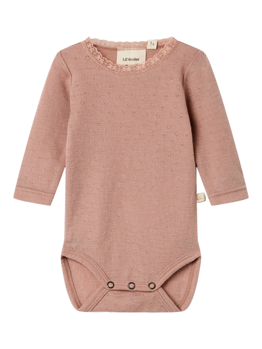 Lil' Atelier Baby NOEL NAB LS SLIM WOOL BODY - Roebuck | Torgunns Barneklær AS