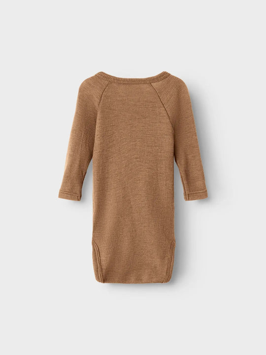 Lil' Atelier Baby NOEL NEB LS SLIM WOOL BODY - Tigers Eye | Torgunns Barneklær AS