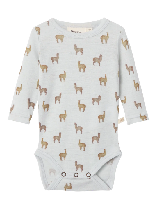 Lil' Atelier Baby NOEL NOR WOOL LS SLIM BODY - Gray Dawn | LAMA | Torgunns Barneklær AS