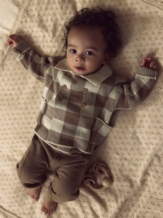 Lil' Atelier Baby ROBO LS LOOSE KNIT CARDIGAN - Sepia Tint | Torgunns Barneklær AS