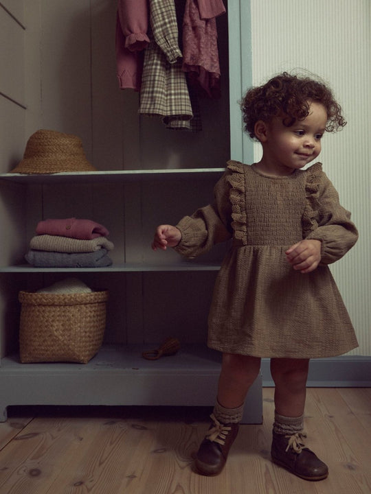 Lil' Atelier Baby ROSITA LIU LS BODY DRESS - Sepia Tint | Torgunns Barneklær AS