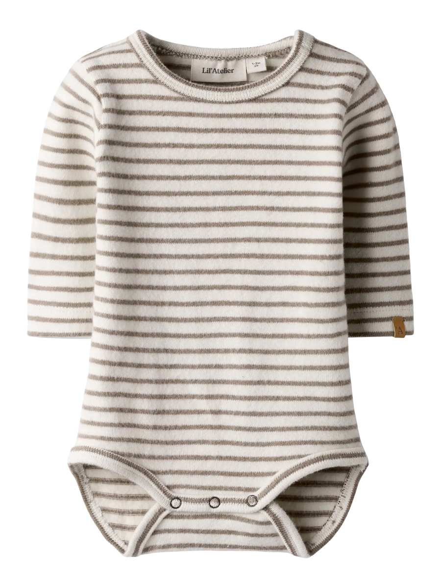 Lil' Atelier Baby THORO KEO LS SLIM BODY - Turtledove SEPIA TINT | Torgunns Barneklær AS