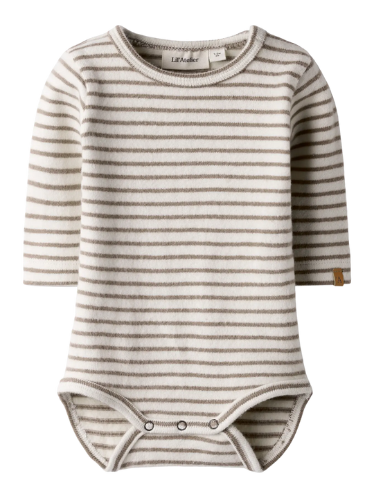 Lil' Atelier Baby THORO KEO LS SLIM BODY - Turtledove SEPIA TINT | Torgunns Barneklær AS