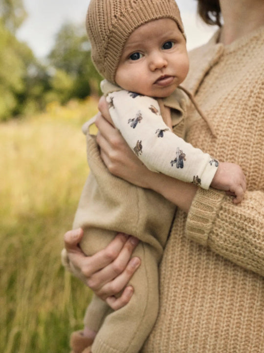Lil' Atelier Baby WOOL NALU LS SLIM BODY NOOS - Turtledove Melange | Airplane | Torgunns Barneklær AS