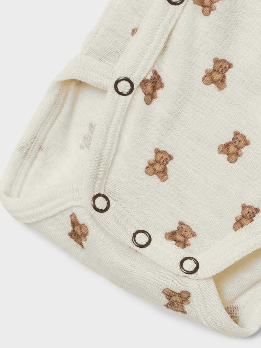 Lil' Atelier Baby WOOL NALU LS SLIM WRAP BODY - Turtledove Melange | Teddybear | Torgunns Barneklær AS