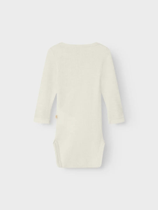 Lil' Atelier Baby WOOL NALU RIB LS SLIM BODY - Turtledove Melange | Torgunns Barneklær AS
