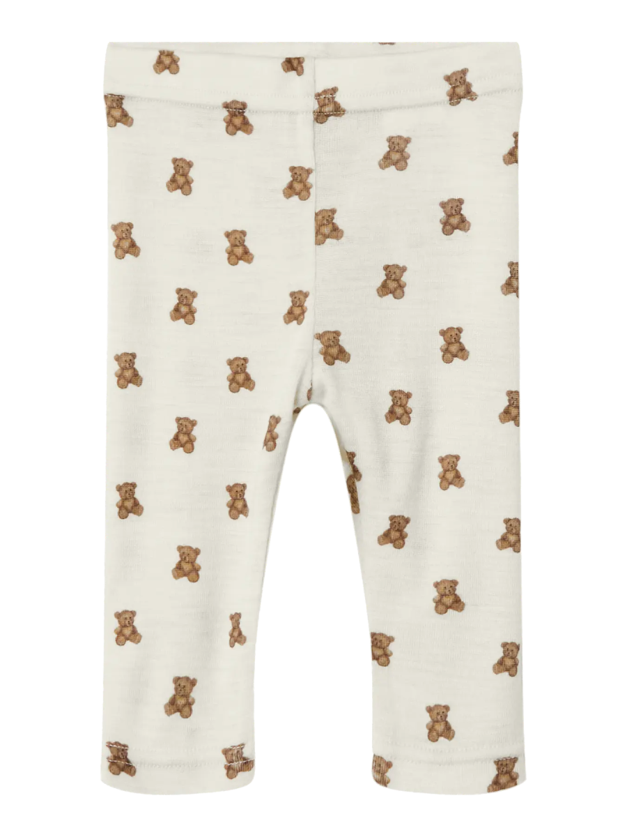 Lil' Atelier Baby WOOL NALU SLIM LEGGING - Turtledove Melange | Teddybear | Torgunns Barneklær AS