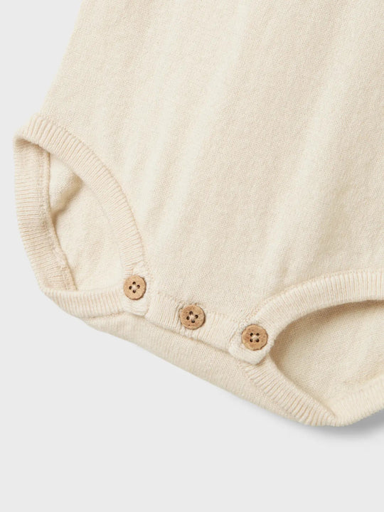 Lil' Atelier Baby WOOL NORD LS KNIT ROMPER - Turtledove Melange | Torgunns Barneklær AS