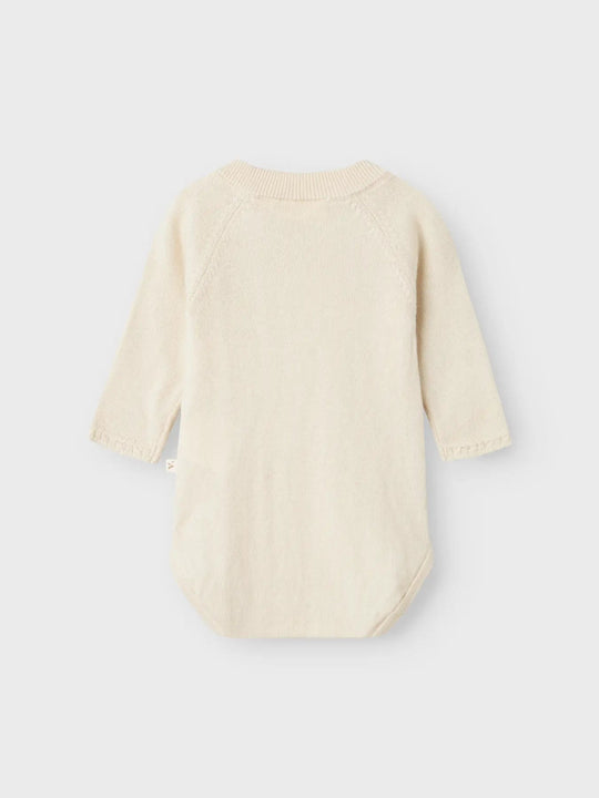 Lil' Atelier Baby WOOL NORD LS KNIT ROMPER - Turtledove Melange | Torgunns Barneklær AS