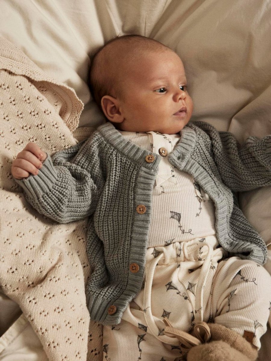 Lil' Atelier EMLEN LS KNIT CARDIGAN NOOS - Limestone | Torgunns Barneklær AS