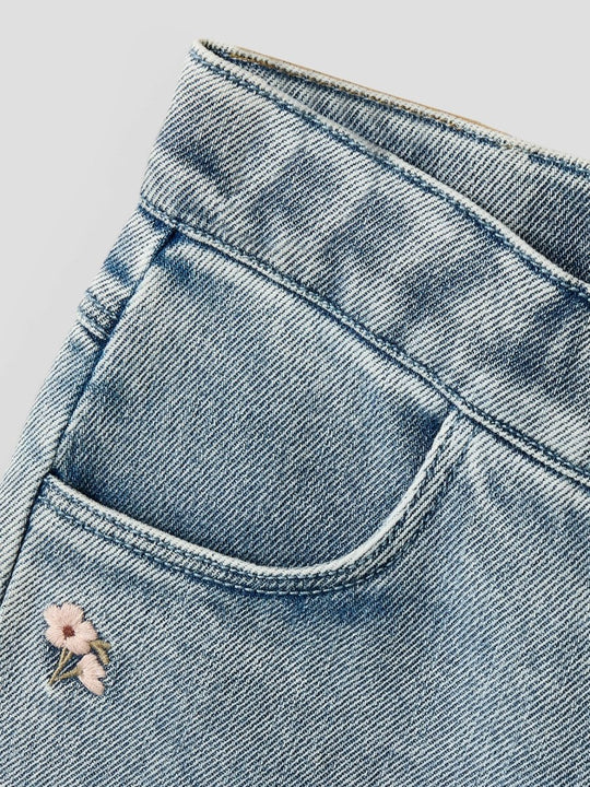 Lil' Atelier Mini DARLEE DOA LOOSE JEANS - Medium Blue Denim | FLOWER | Torgunns Barneklær AS
