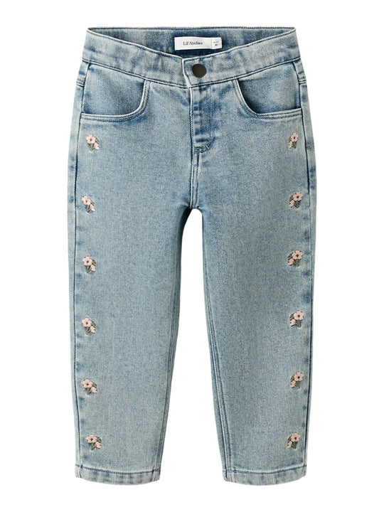 Lil' Atelier Mini DARLEE DOA LOOSE JEANS - Medium Blue Denim | FLOWER | Torgunns Barneklær AS
