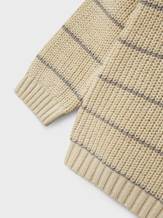 Lil' Atelier Mini EMLEN LS KNIT STRIPES - Turtledove | Torgunns Barneklær AS